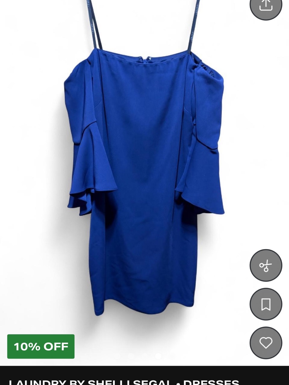 Laundry By Shelli Segal Royal Blue Midi Dress with Flared Bell Sleeves